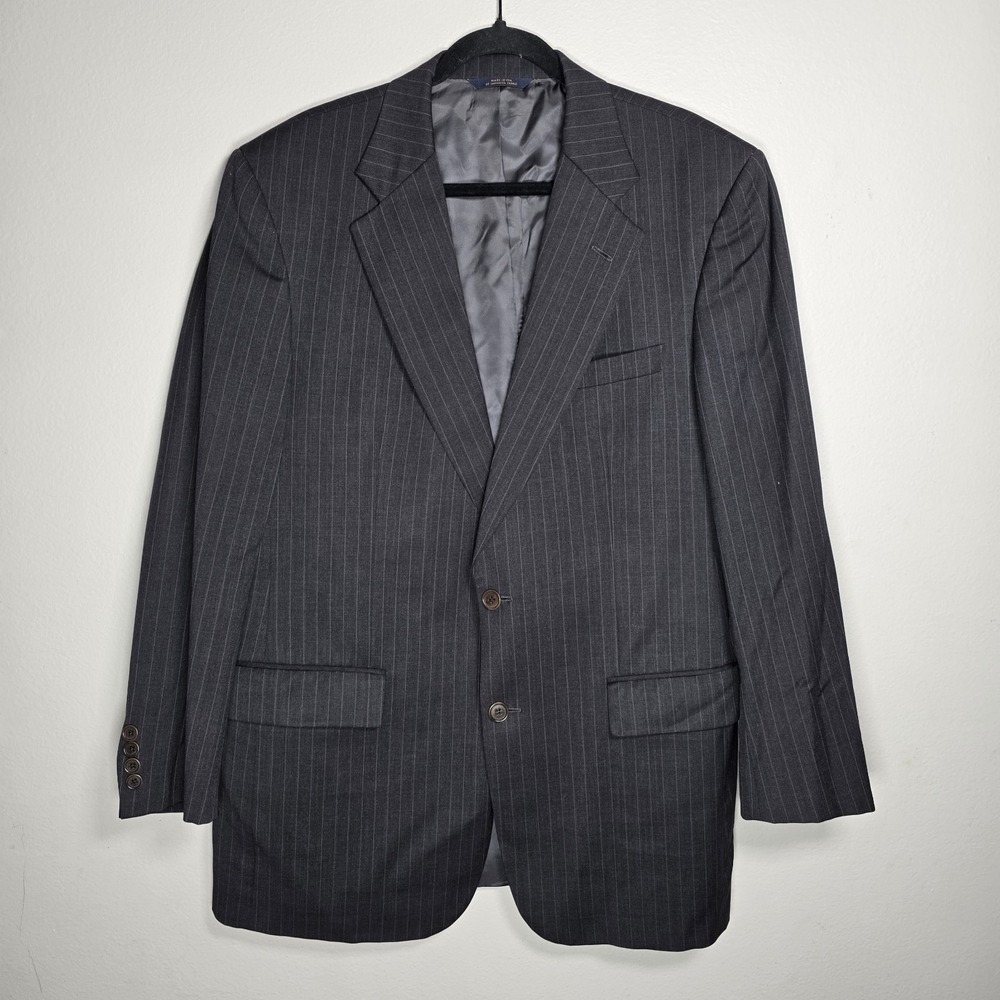 Brooks Brothers 1818 Mens Size 42L‎ Gray Striped Wool Jacket Sport Coat Blazer